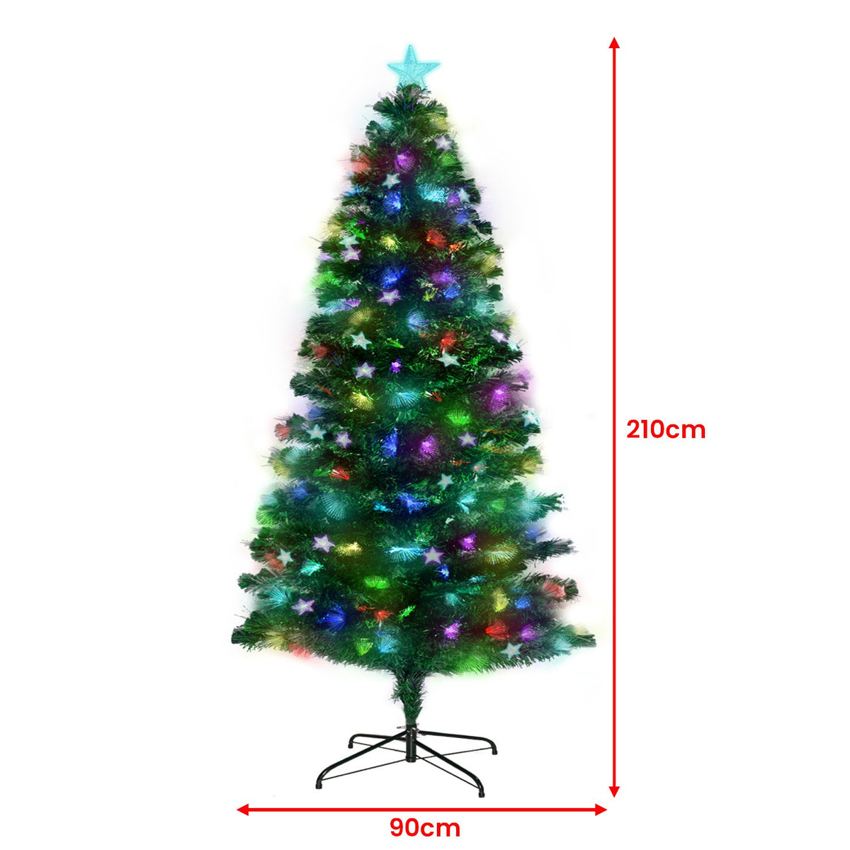 Christabelle 2.1m Enchanted Fibre Optic Christmas Tree – Twinkling Lights & Star Topper