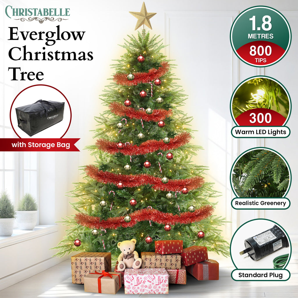 Christabelle 1.8m Everglow Fir Pre-Lit Christmas Tree – 300 LED Lights
