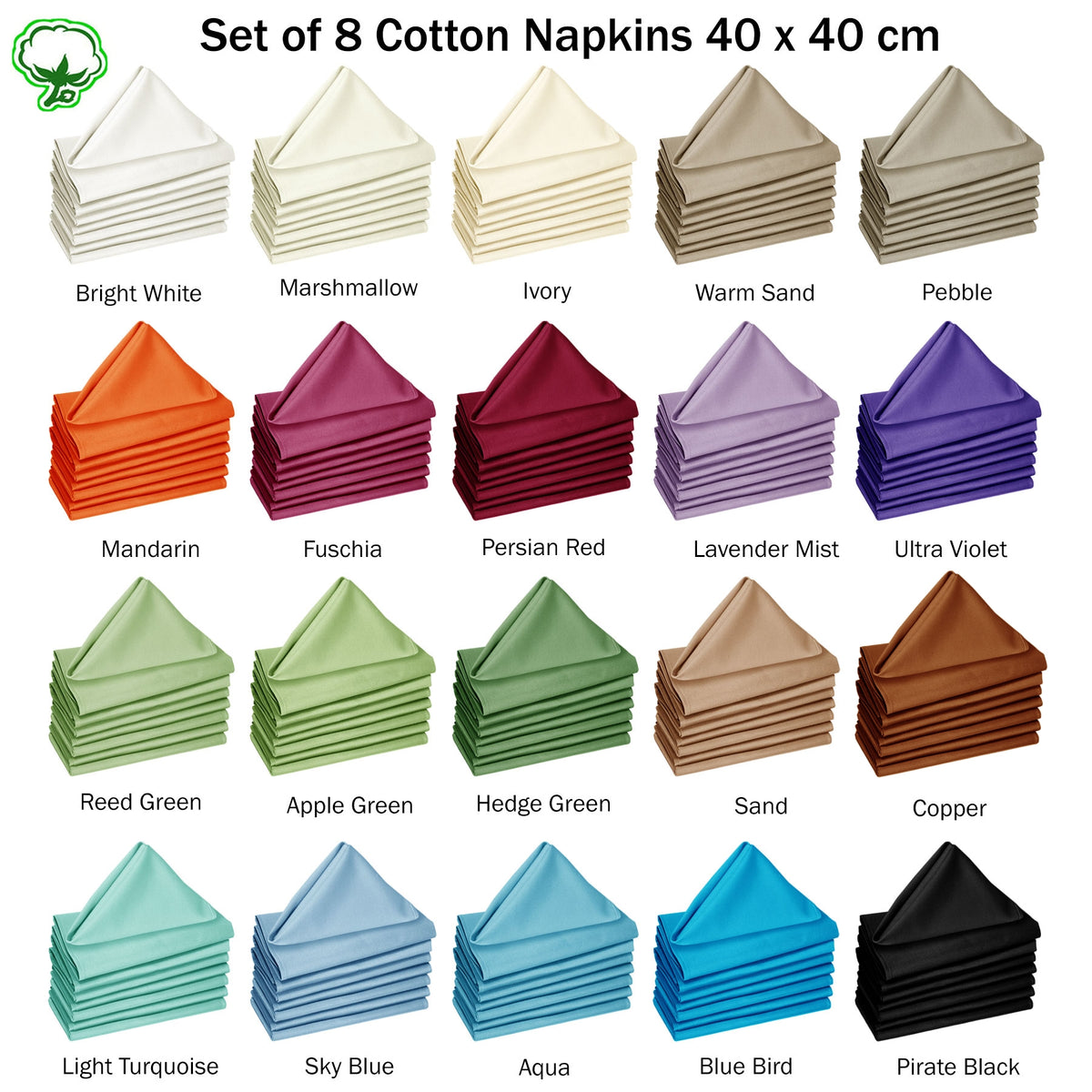 Hoydu Set of 8 Cotton OR Poly Cotton Napkins Warm Sand