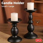 2pcs Black Iron Candle Holders for Candlelight Dinner Atmosphere Decoration Set