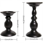 2pcs Black Iron Candle Holders for Candlelight Dinner Atmosphere Decoration Set
