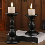 2pcs Black Iron Candle Holders for Candlelight Dinner Atmosphere Decoration Set