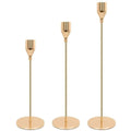 Set of 3 Decorative Candlestick Holder Candle Stand for Wedding / Dinner / Party - French Gold