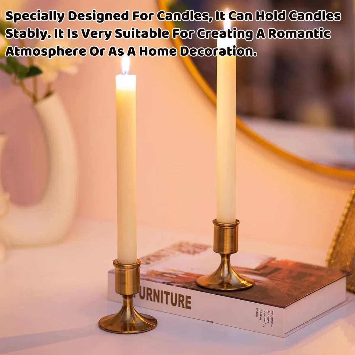 6PCS Gold Candle Holder Decoration Tabletop for Christmas Romantic Dinner Decor