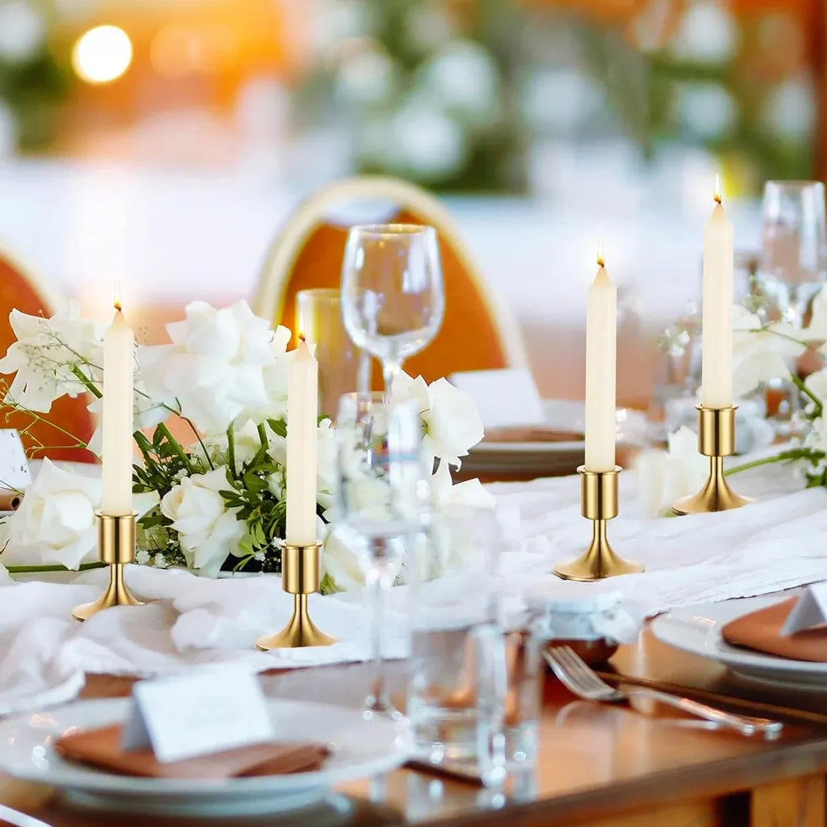 6PCS Gold Candle Holder Decoration Tabletop for Christmas Romantic Dinner Decor