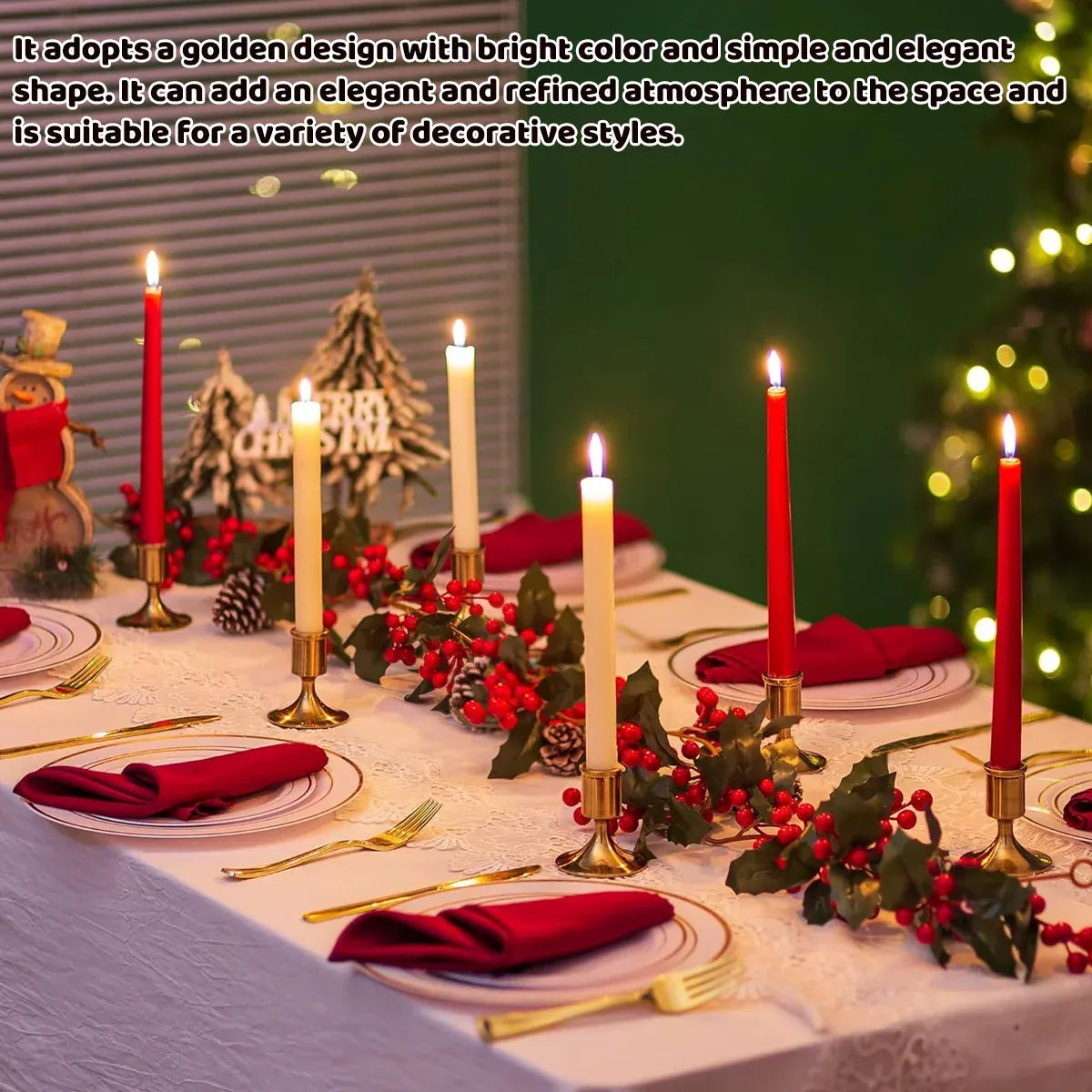 6PCS Gold Candle Holder Decoration Tabletop for Christmas Romantic Dinner Decor