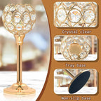 3PCS Crystal Candle Holders Metal Candlelight Wedding Home Dinner Decoration - Silver