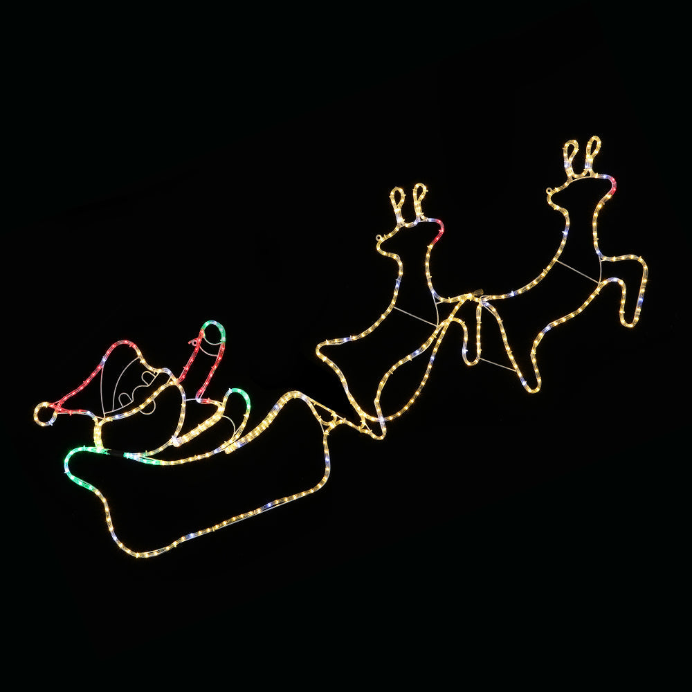 Pre-Lit Double Reindeer Sleigh – Twinkling Rope Lights