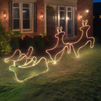 Pre-Lit Double Reindeer Sleigh – Twinkling Rope Lights