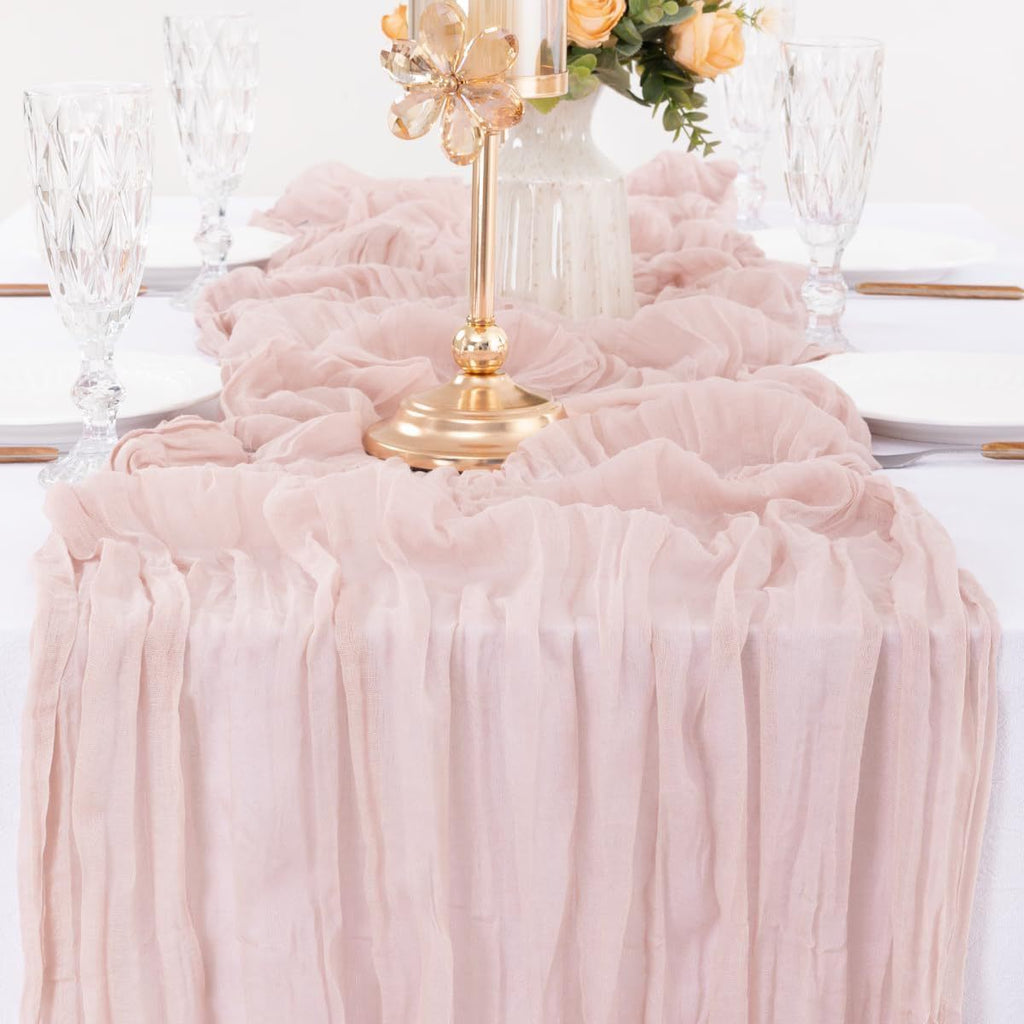 Pink Bohemian Gauze Table Runner 2-Pack - Polyester Fabric for Party and Birthday Table Decor