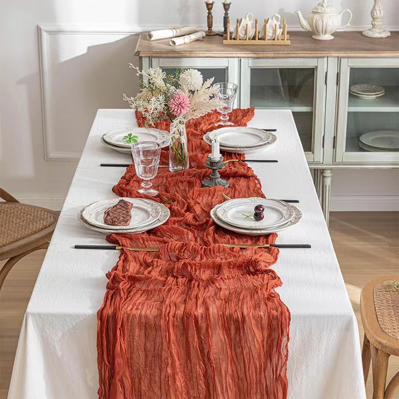 Pink Bohemian Gauze Table Runner 2-Pack - Polyester Fabric for Party and Birthday Table Decor
