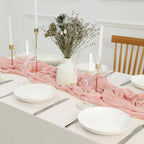 Blue Bohemian Gauze Table Runner 2-Pack - Polyester Fabric for Party and Birthday Table Decor