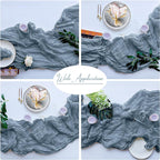 Blue Bohemian Gauze Table Runner 2-Pack - Polyester Fabric for Party and Birthday Table Decor