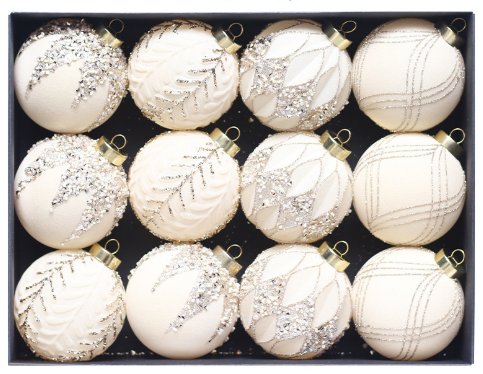 FLOCK AF — Beige & Gold 12-Piece Velvet Bauble Set