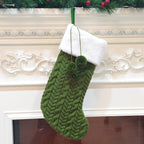 Cable Knit Christmas Stocking – Green | 43cm