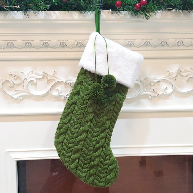 Cable Knit Christmas Stocking – Green | 43cm