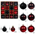 Black & Red Christmas Baubles – 44pc Gift Box