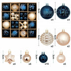 Navy Blue & White Christmas Baubles – 44pc Gift Box