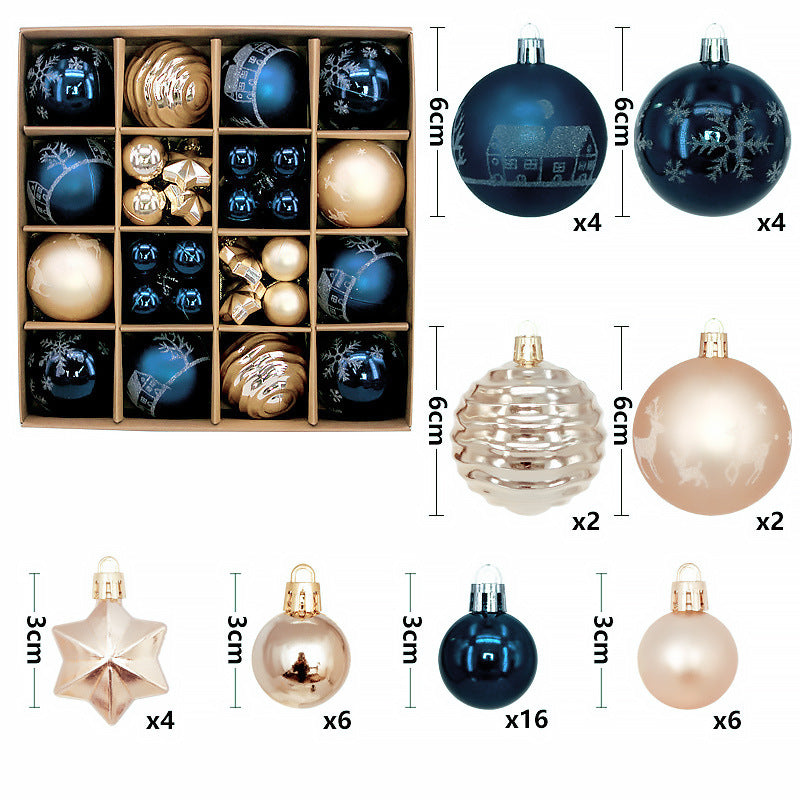 Navy Blue & White Christmas Baubles – 44pc Gift Box