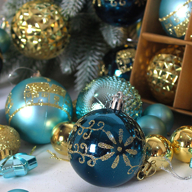 Navy Blue & White Christmas Baubles – 44pc Gift Box
