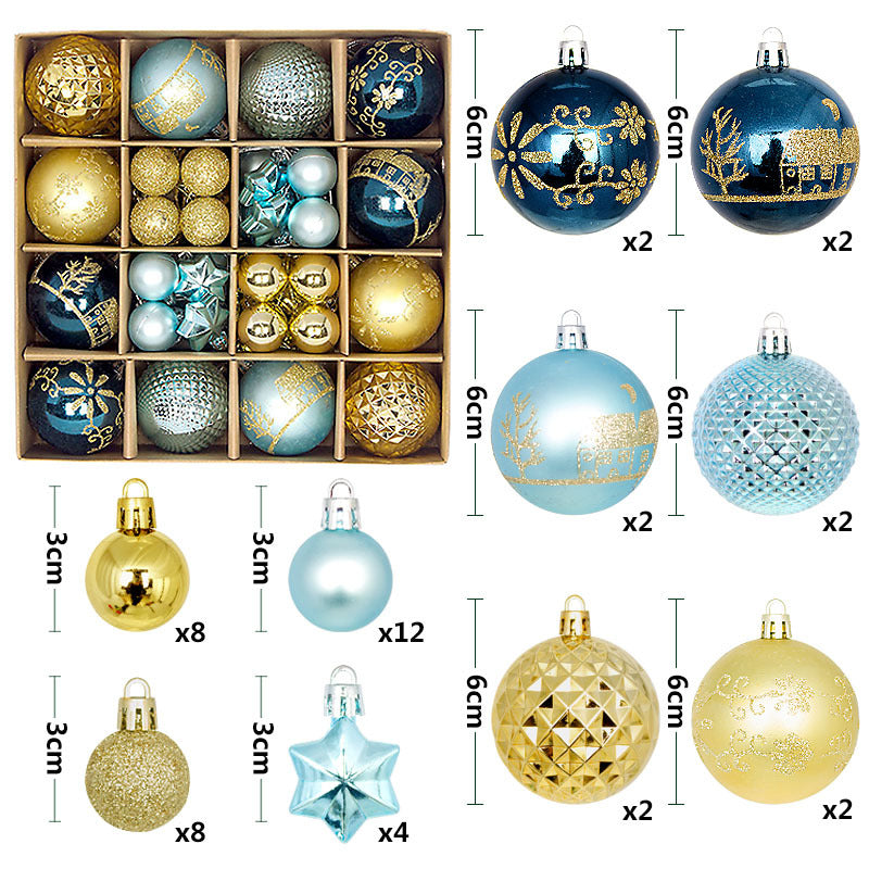 Blue & Gold Christmas Baubles – 44pc Gift Box