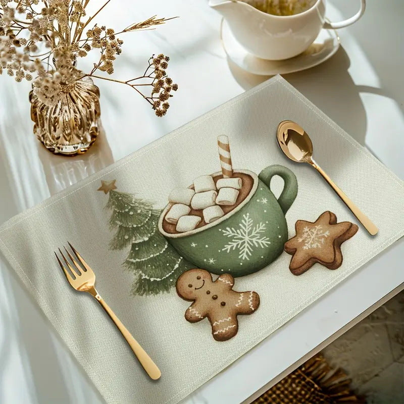 4-Pack Festive Printed Insulated Placemat for Australian Summer Holidays - Style 3 Seasonal Designs for Boxing Day and New Year Celebrations