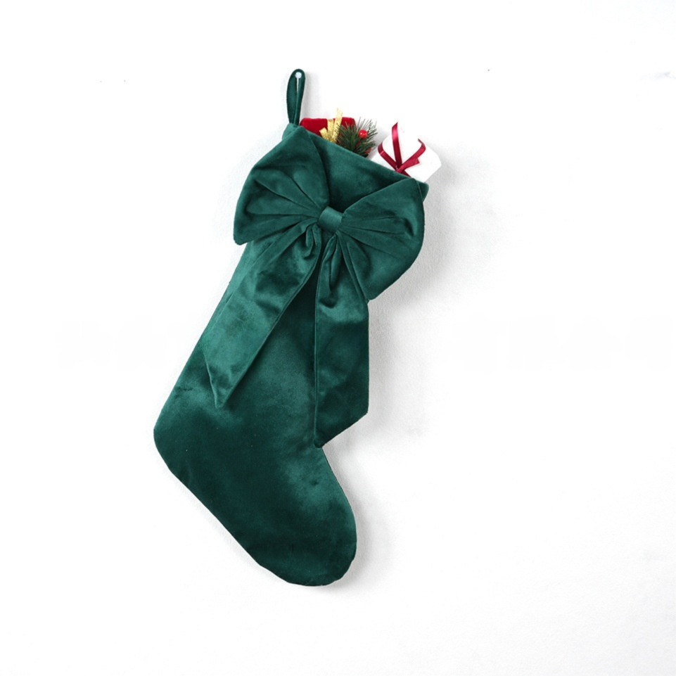 Oversized Velvet Christmas Stocking – Green | 18in