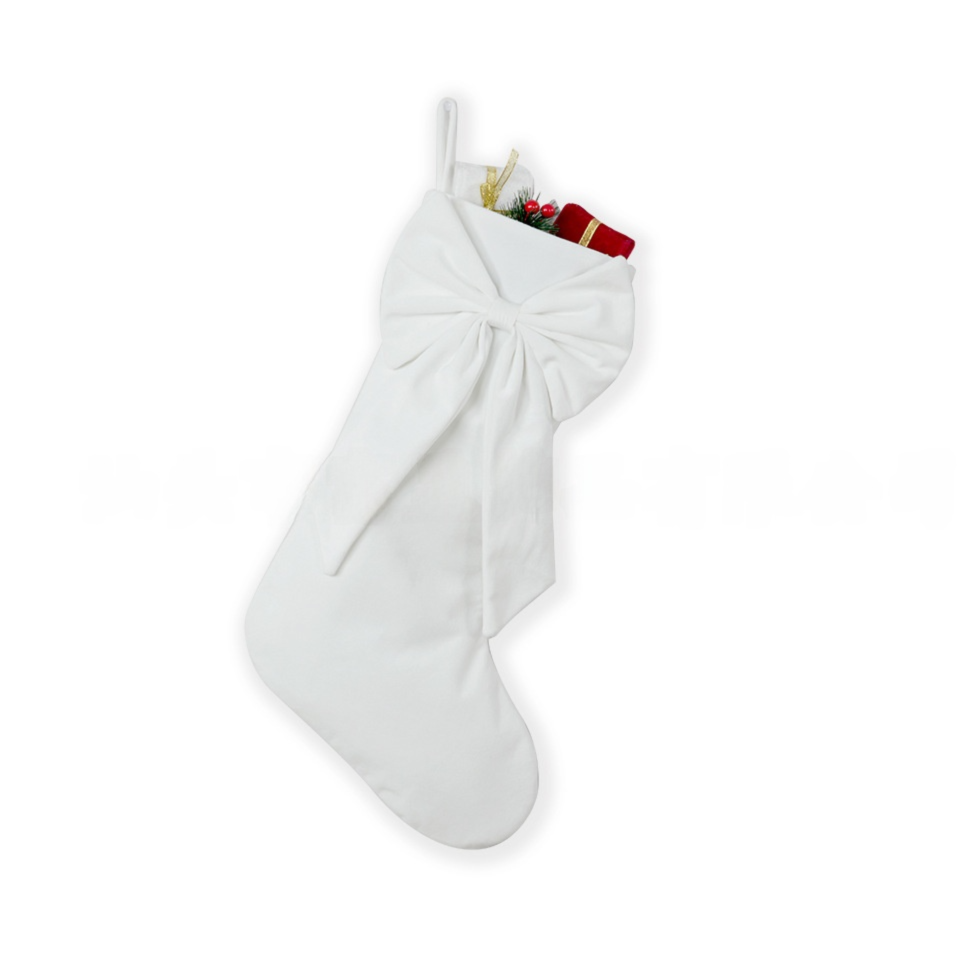 Oversized Velvet Christmas Stocking – White | 18in