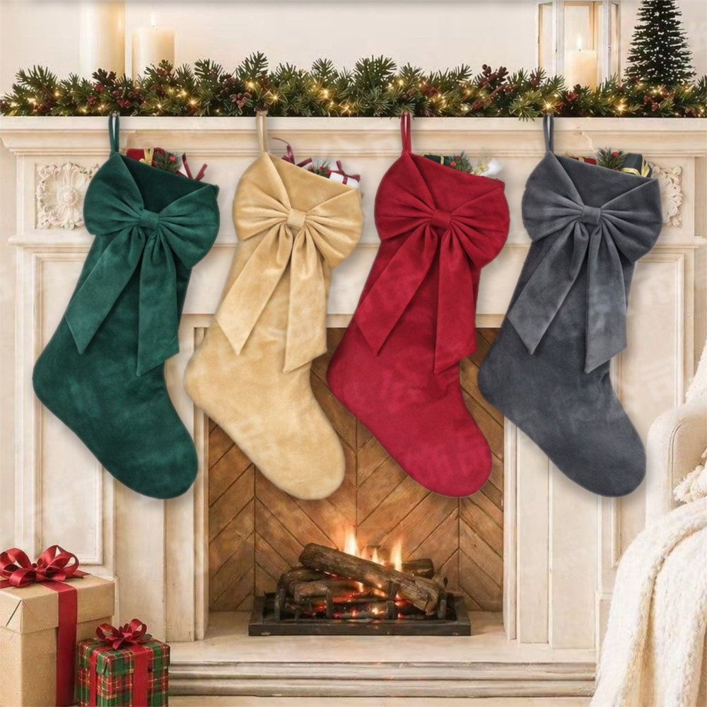 Oversized Velvet Christmas Stocking – White | 18in