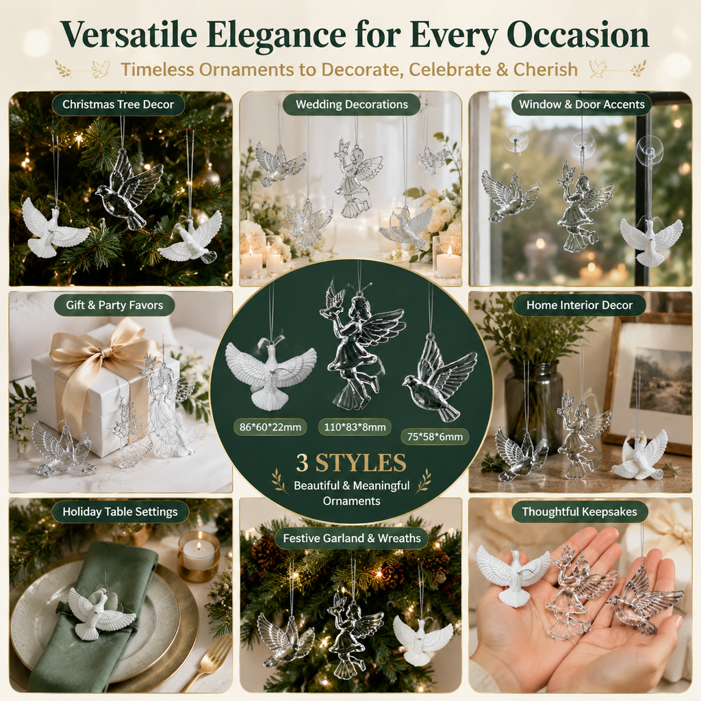White Dove Christmas Ornaments – Set of 2 + Gift Box