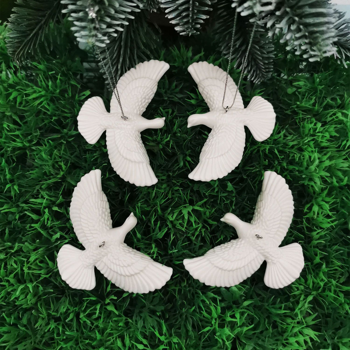 White Dove Christmas Ornaments – Set of 2 + Gift Box