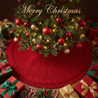 Cable Knit Christmas Tree Skirt – Red | 24in