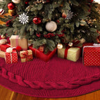 Cable Knit Christmas Tree Skirt – Red | 24in