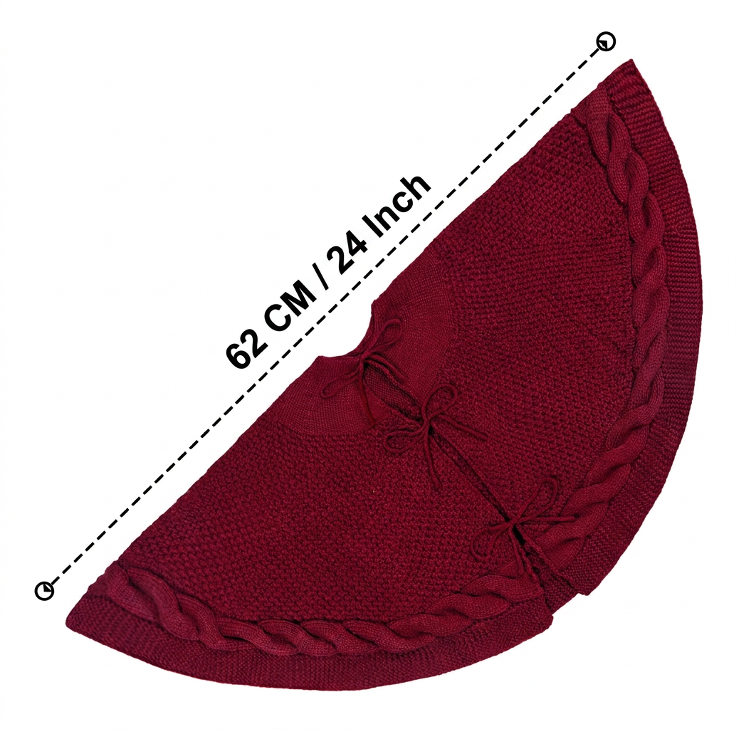 Cable Knit Christmas Tree Skirt – Red | 24in