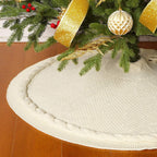 Cable Knit Christmas Tree Skirt – White | 24in
