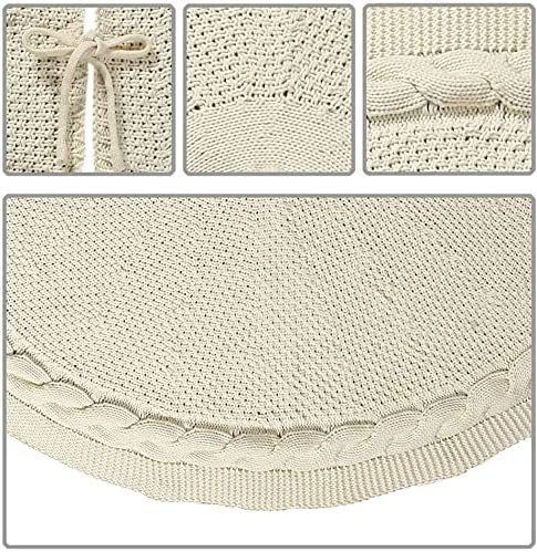 Cable Knit Christmas Tree Skirt – White | 24in
