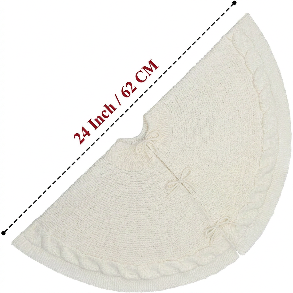 Cable Knit Christmas Tree Skirt – White | 24in