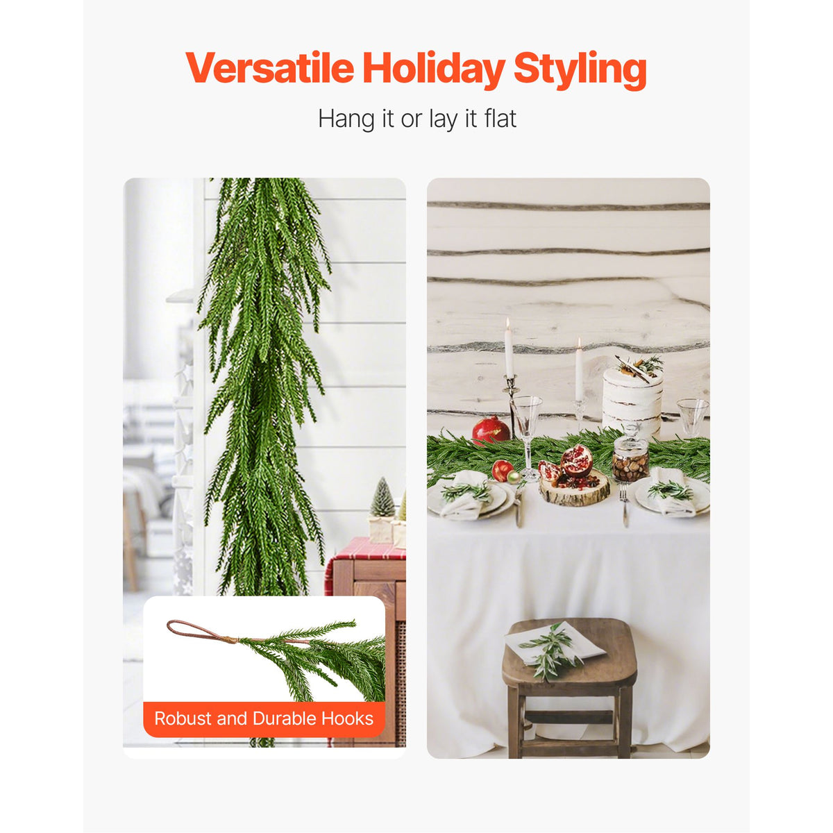 Realistic Norfolk Pine Christmas Garland – 152.4cm