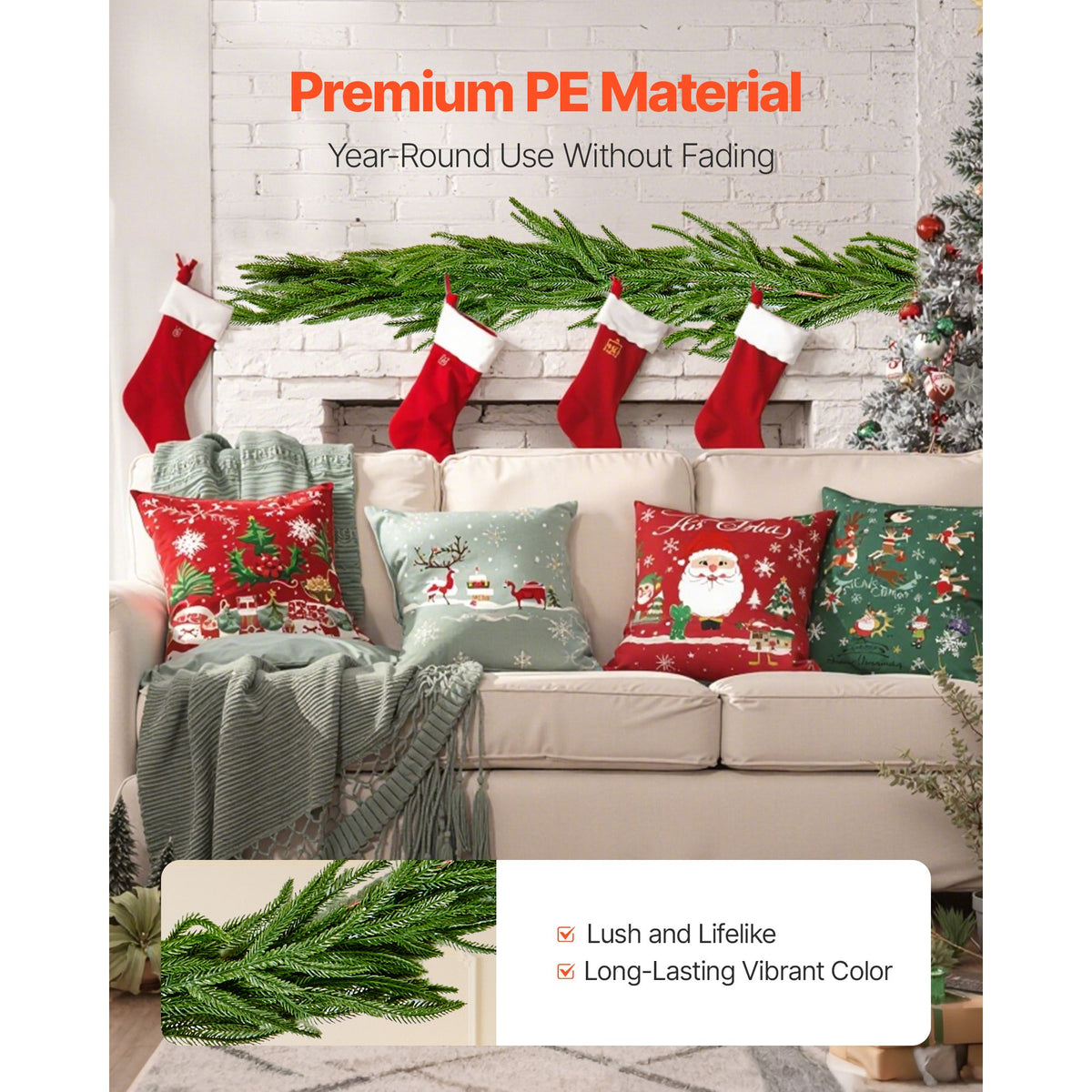 Realistic Norfolk Pine Christmas Garland – 152.4cm