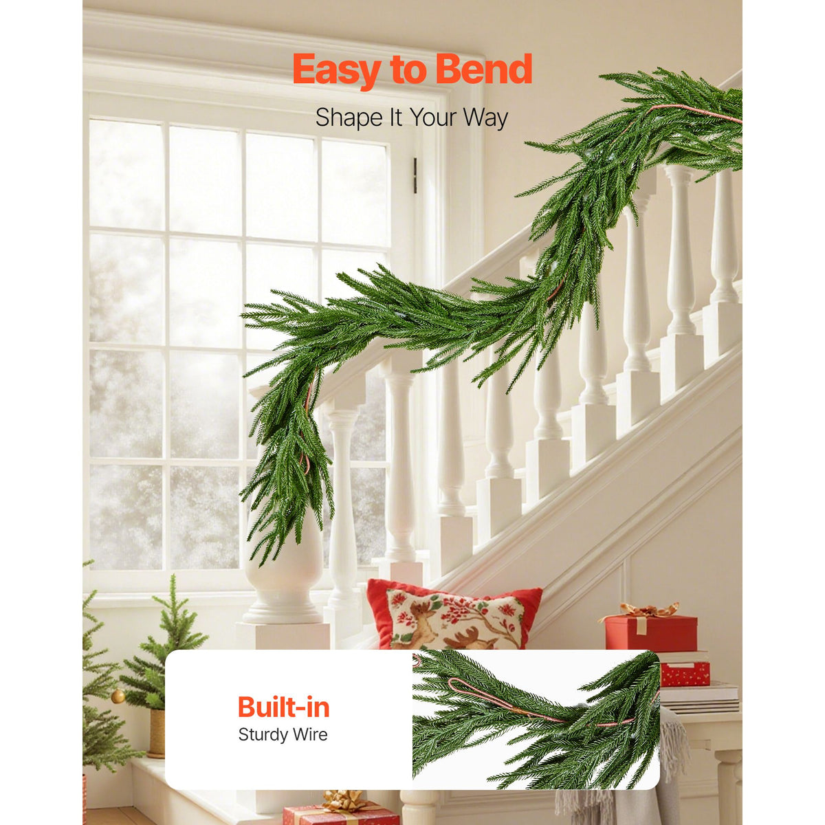 Realistic Norfolk Pine Christmas Garland – 152.4cm