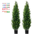 2 Pack 5' Artificial Cedar Topiary Tree Faux Plant UV Decor In/Outdoor