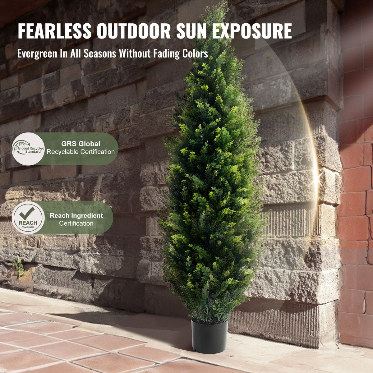 2 Pack 5' Artificial Cedar Topiary Tree Faux Plant UV Decor In/Outdoor