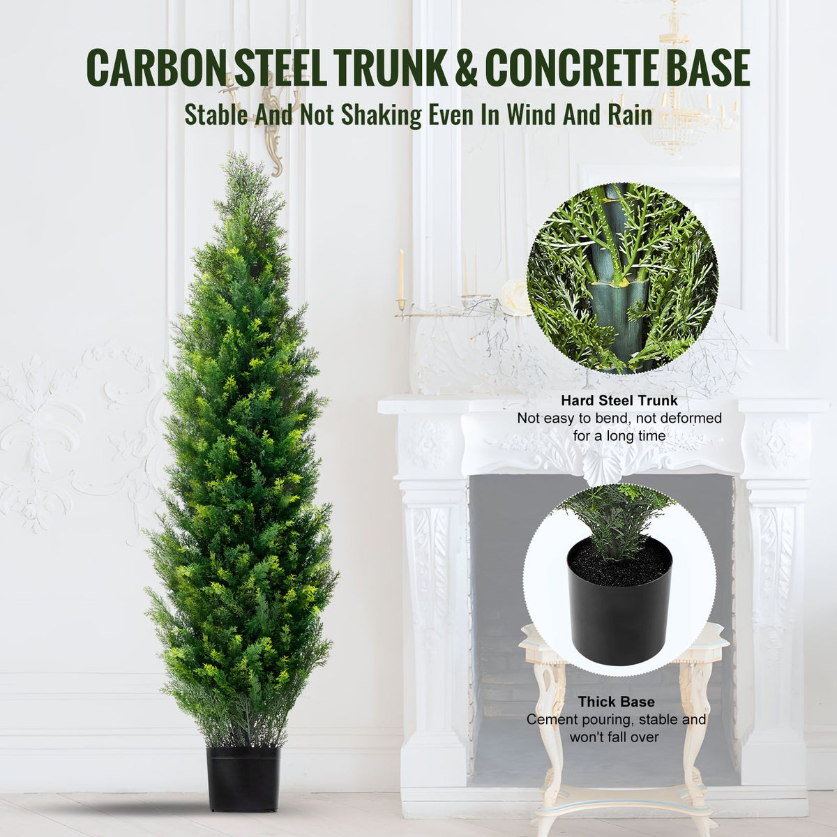 2 Pack 5' Artificial Cedar Topiary Tree Faux Plant UV Decor In/Outdoor