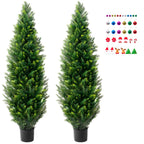 2 Pack 5' Artificial Cedar Topiary Tree Faux Plant UV Decor In/Outdoor