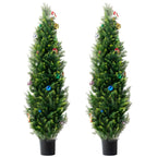 2 Pack 5' Artificial Cedar Topiary Tree Faux Plant UV Decor In/Outdoor