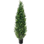 2 Pack 5' Artificial Cedar Topiary Tree Faux Plant UV Decor In/Outdoor