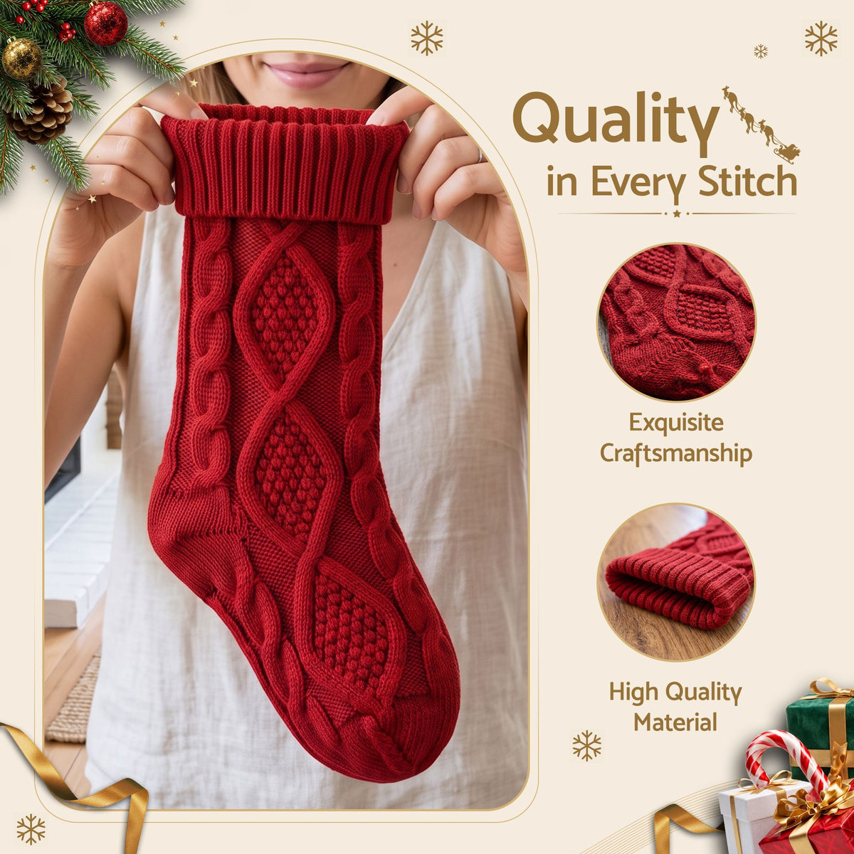 Personalised Christmas Stockings – Set of 3 | 40cm