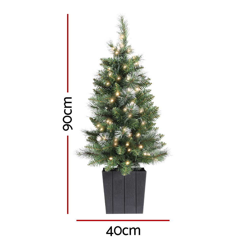 MINI AF 90cm Potted Snowy Christmas Tree – Warm LED Lights