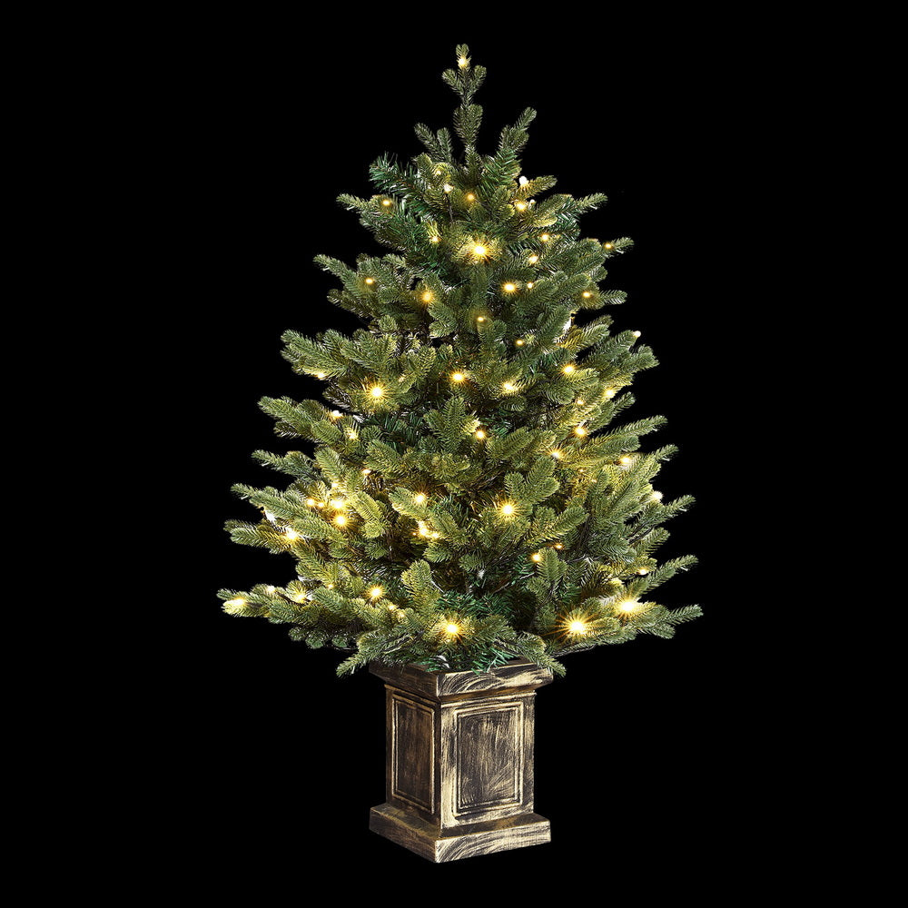 1.2m Pre-Lit Potted Christmas Tree – 8 Light Modes