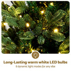 1.2m Pre-Lit Potted Christmas Tree – 8 Light Modes
